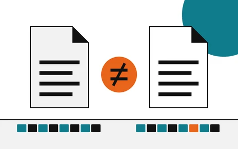 Diagram of two files with a not-equal disc between them.
