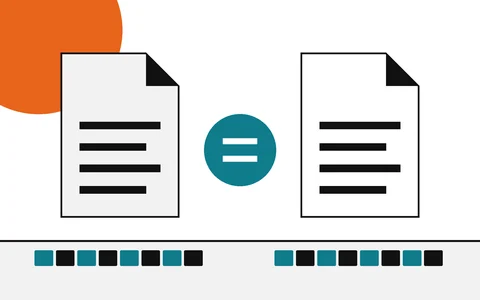 Diagram of two files side by side with an equals disc between them.